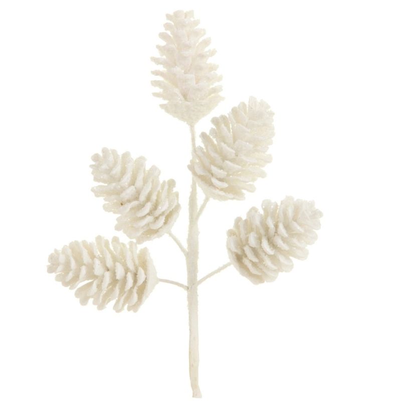 13" Iced White Pinecone Pick